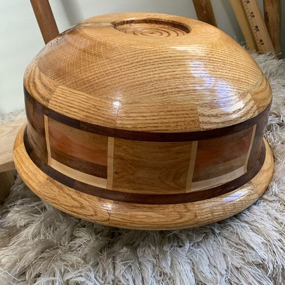Unique Handcrafted Segmented Wooden Bowl Hand Turned - Picture 11 of 17